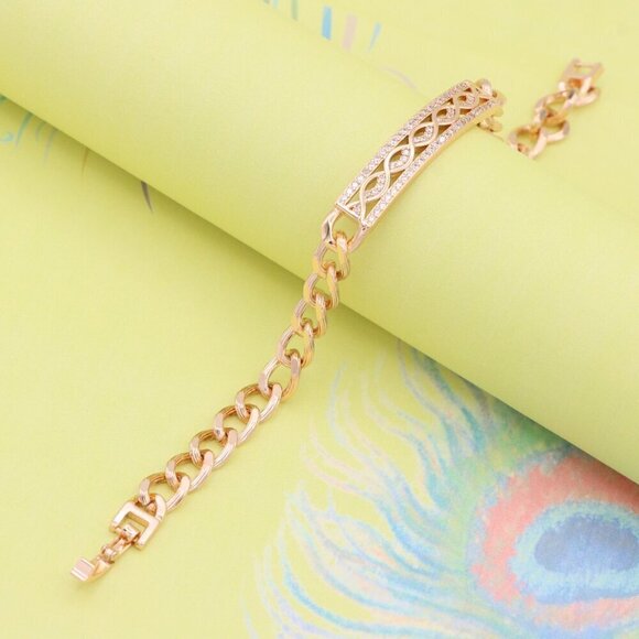 "Elegant Rose Gold Bracelet with Infinity Design and CZ Accents, XPBL0853 - Picture 2 of 12